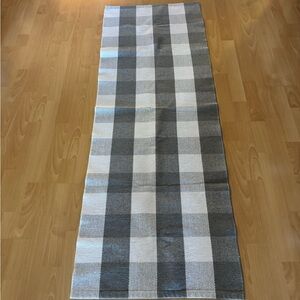 Gray and White Checkered Runner Rug